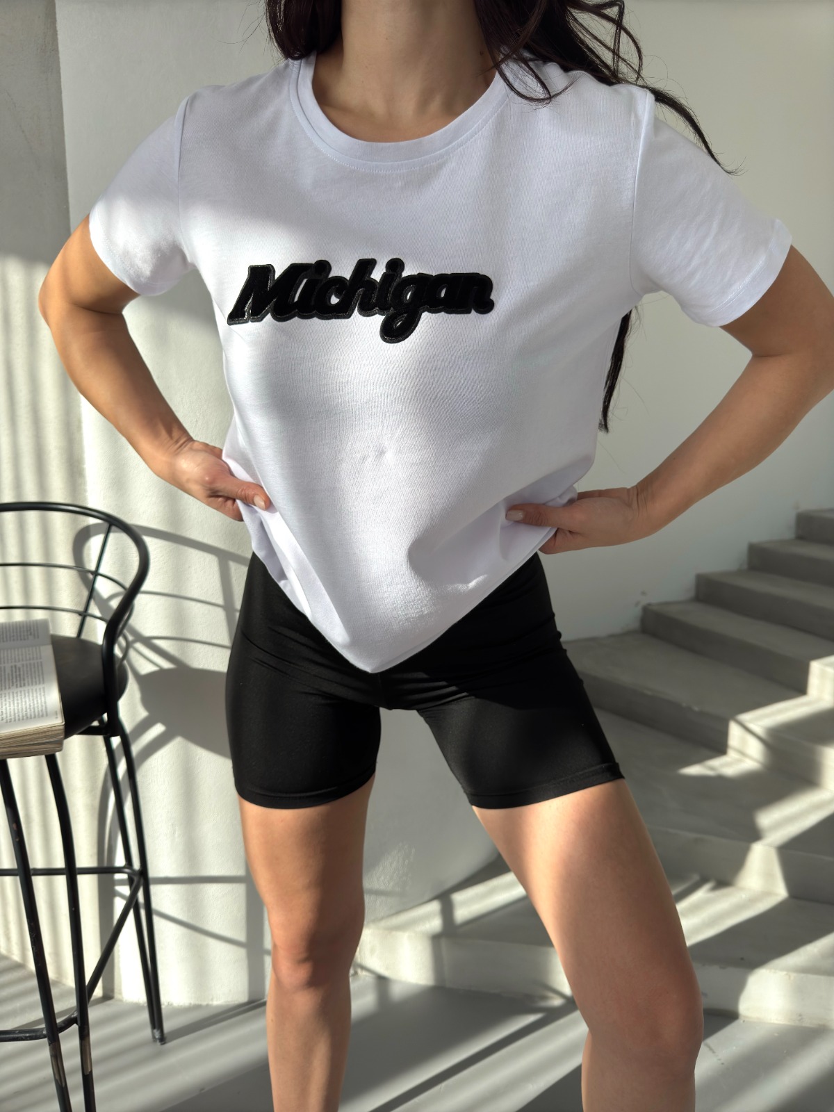 Beyaz Nakışlı Tshirt Regular Fit / Normal Kesim ek resim